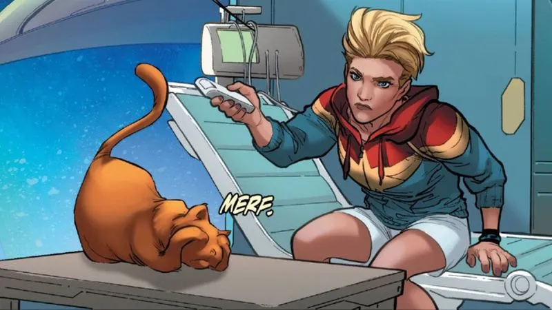 Captain Marvel Poster Features Cameo by Her Comic Book Cat