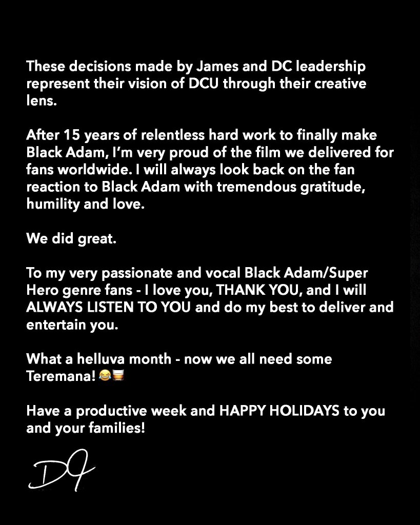 Dwayne Johnson emite una declaración sobre el futuro de DCU de Black Adam