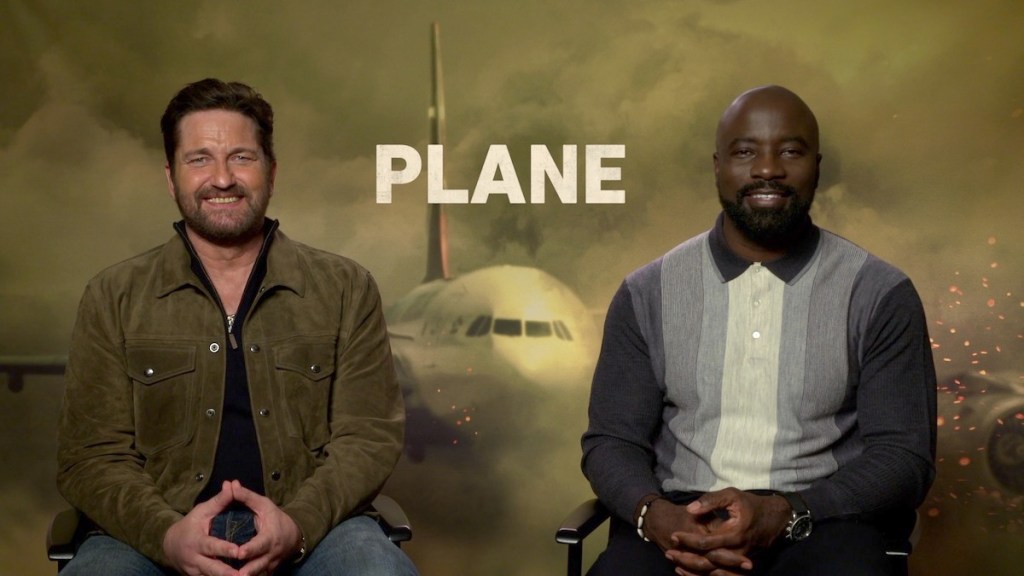 plane interview gerard butler mike colter