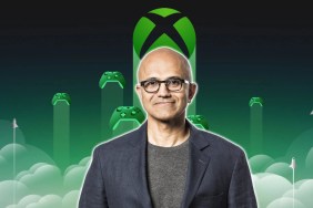 Satya Nadella over Xbox background