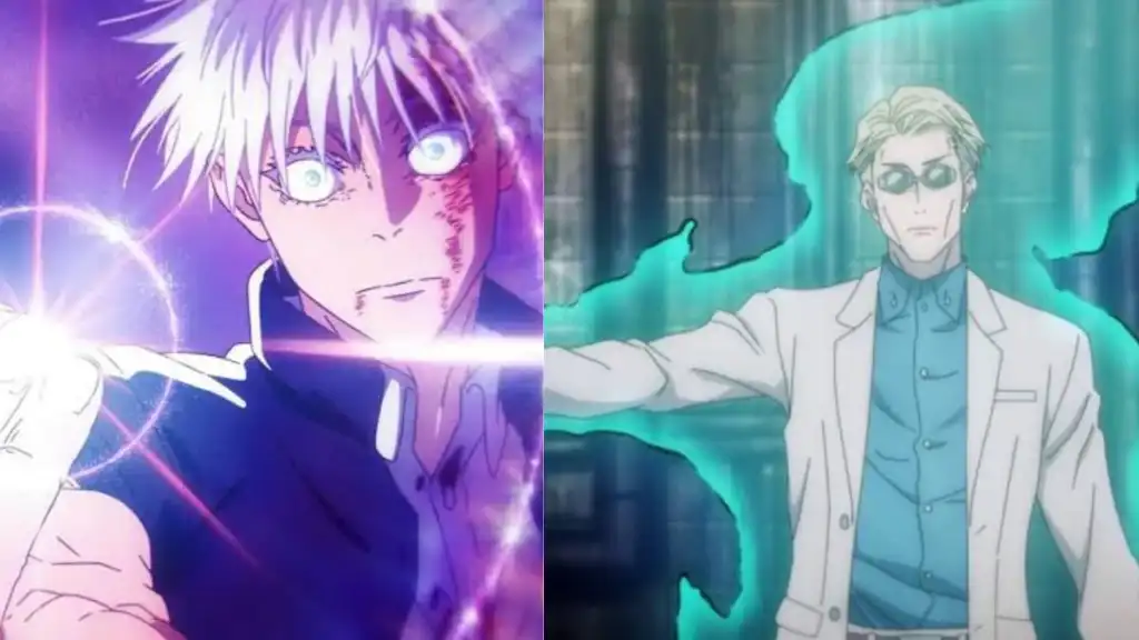 Gojo and Nanami using their Cursed Techniques from Jujutsu Kaisen