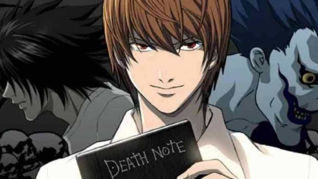 L, Light Yagami, and Ryuk from Death Note