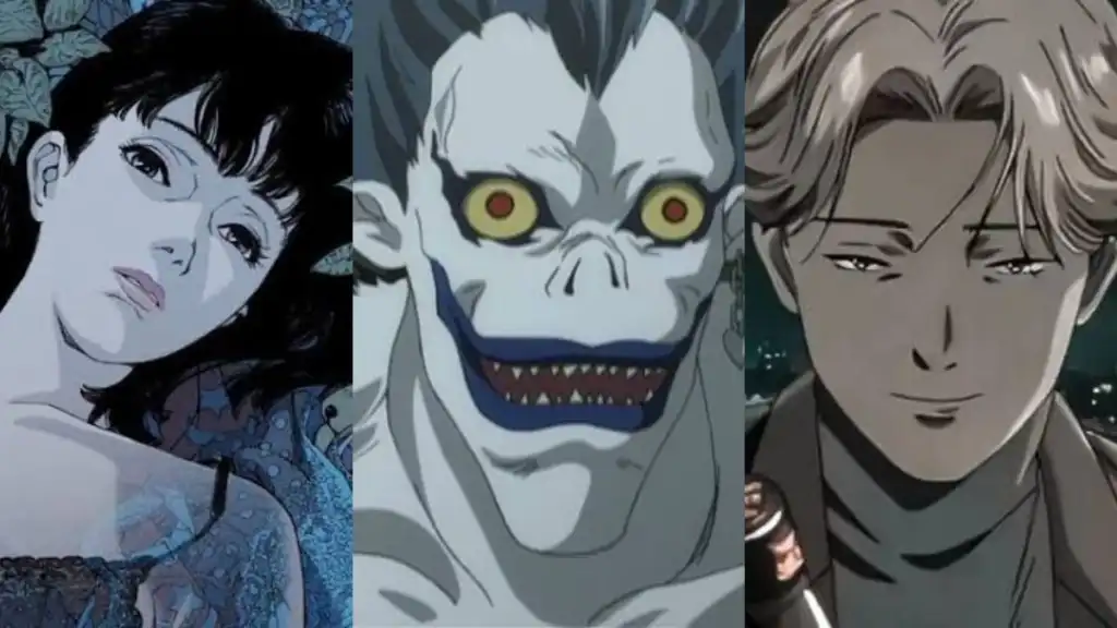 Stills from Perfect Blue, Death Note, and Monster
