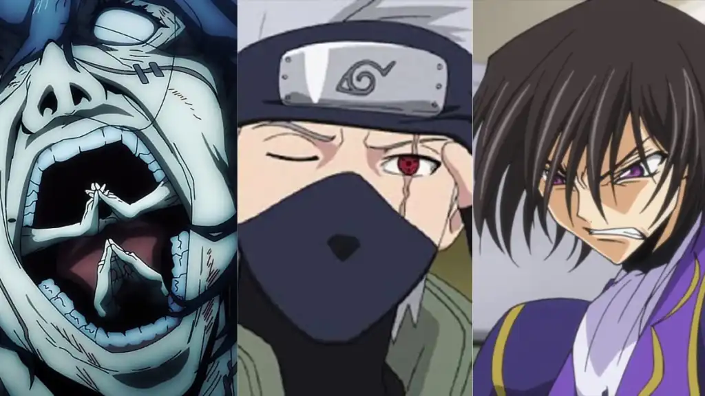 Mahito in Jujutsu Kaisen, Kakashi in Naruto, Lelouch in Code Geass (Anime characters with heterochromia)