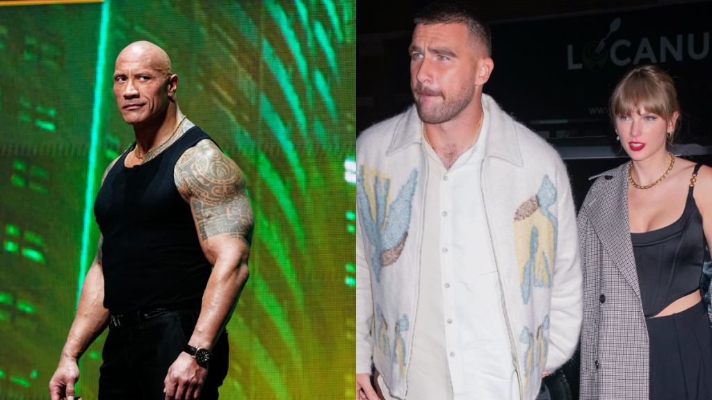 The Rock, Taylor Swift and Travis Kelce