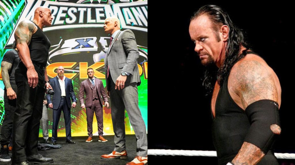 WWE Superstars The Rock, Cody Rhodes and The Undertaker