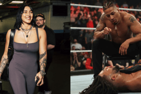 WWE Superstars Rhea Ripley, Carmelo Hayes and Trick Williams