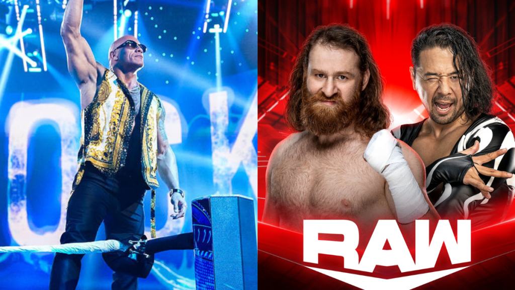 WWE Superstars The Rock, Sami Zayn and Shinsuke Nakamura