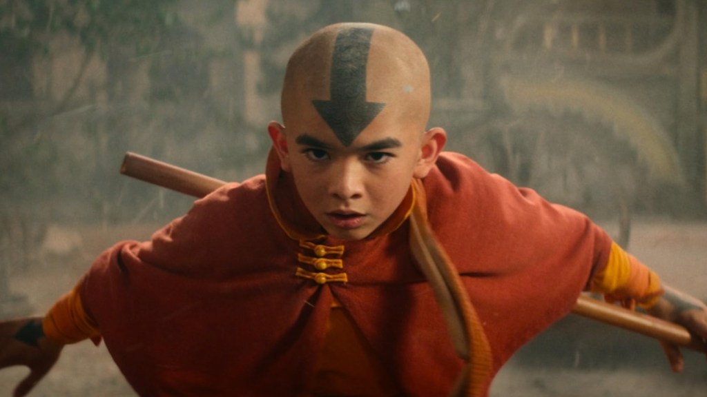 Gordon Cormier as Aang in Avatar: The Last Airbender.