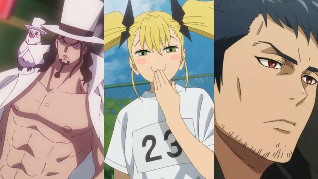 Rob Lucci in One Piece, Shinomiya in Kaiju No 8, Higan in Ninja Kamui
