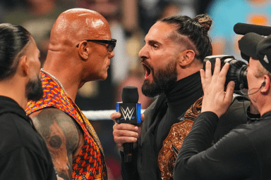 The Rock and Seth Rollins