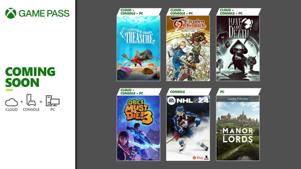 Game Pass getting seven new games