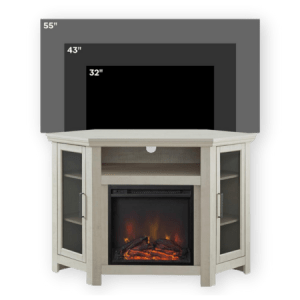 Walker Edison Alcott Classic Glass Door Fireplace TV Stand