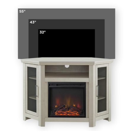 Walker Edison Alcott Classic Glass Door Fireplace TV Stand