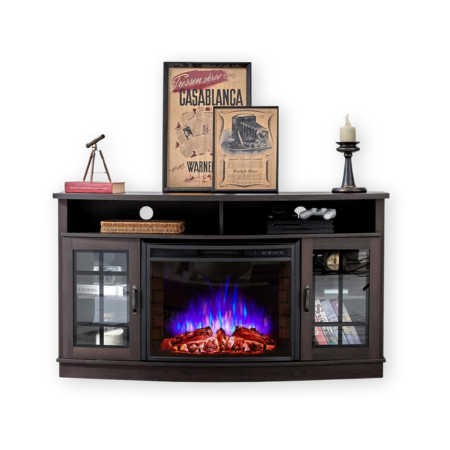 AMERLIFE Curved Fireplace TV Stand
