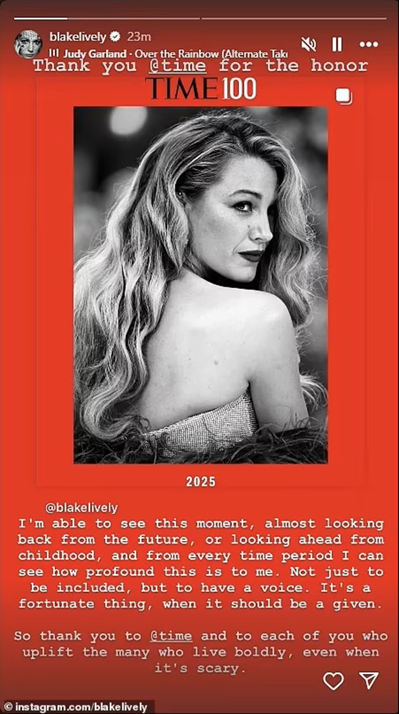 Blake Lively TIME IG Story