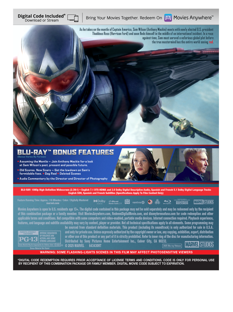 Captain America: Brave New World Digital, 4K UHD, & Blu-ray Release Date Set