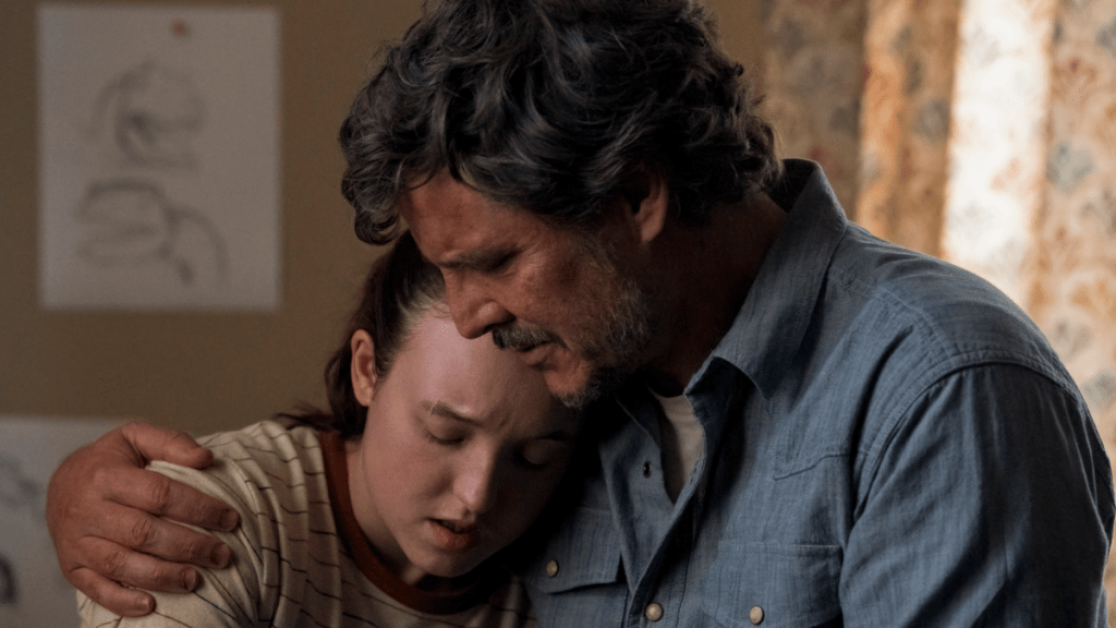 Pedro Pascal and Bella Ramsey in The Last of Us