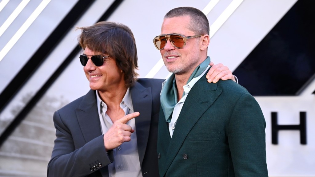 Tom Cruise Supports Brad Pitt at F1 London Premiere