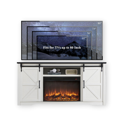 JXQTLINGMU Farmhouse Fireplace TV Stand