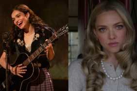 Rachel Zegler plays the guitar, and Amanda Seyfried stares.