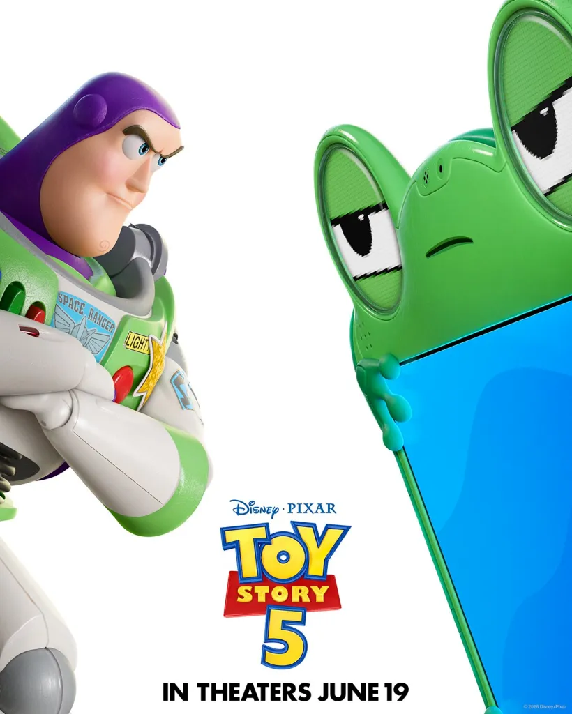 Buzz and Lilypad in Toy Story 5 poster.