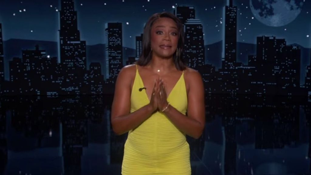 Tiffany Haddish Gets Loud Groans Over Megan Thee Stallion Joke on Jimmy Kimmel Live!