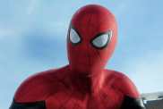 Tom Holland stares in Spider-Man.