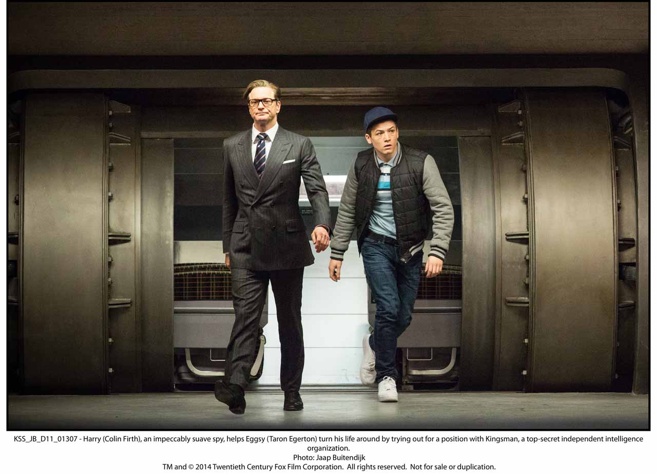 KSS_JB_D11_01307 - Harry (Colin Firth), an impeccably suave spy, helps Eggsy (Taron Egerton) turn his life around by trying out for a position with Kingsman, a top-secret independent intelligence organization.