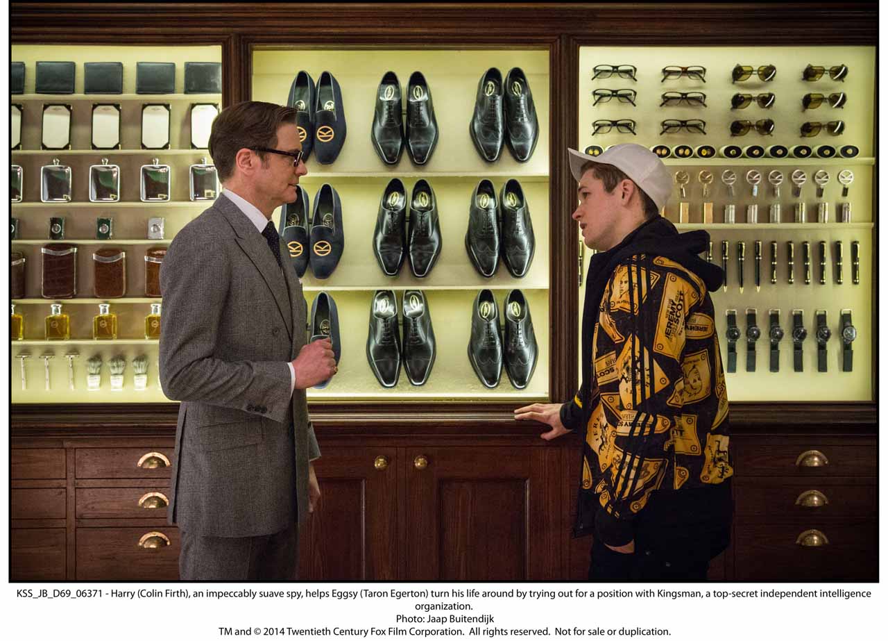 KSS_JB_D69_06371 - Harry (Colin Firth), an impeccably suave spy, helps Eggsy (Taron Egerton) turn his life around by trying out for a position with Kingsman, a top-secret independent intelligence organization.