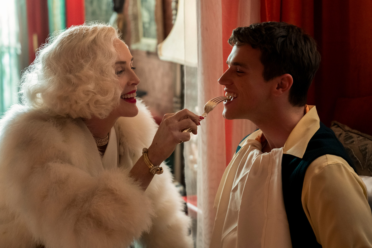 RATCHED (L to R) SHARON STONE as LENORE OSGOOD and FINN WITTROCK as EDMUND TOLLESON in episode 103 of RATCHED Cr. SAEED ADYANI/NETFLIX Â© 2020
