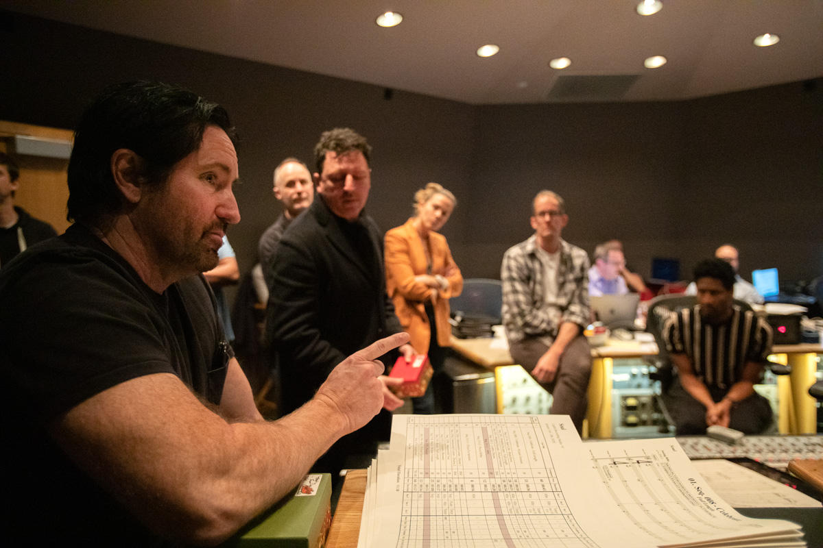 Trent Reznor gives notes during the music recording session for "Soul," a Pixar Animation Studios film, on January 3, 2020 at Capitol Studios in Los Angeles, Calif. (Photo by Deborah Coleman / Pixar)